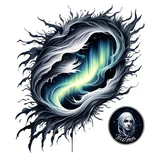 Aurora borealis merging together symbolizing the client's tattoo design idea
