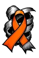 orange cancer ribbon wrapped tightly around geographic design tattoo design idea