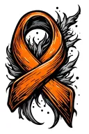 orange cancer ribbon wrapped tightly around geographic design tattoo design idea