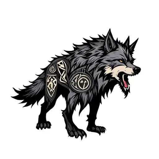 wolf viking runes werewolf tattoo design idea