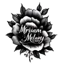 different tattoo inspiration for the names Miriam, Melany, Mariana, Maya, and Mireya tattoo design idea
