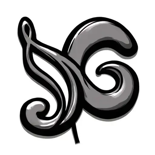 tattoo of treble and bass clef looking like the number 26 tattoo design idea