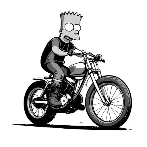 bart simpson riding his bike tattoo design idea