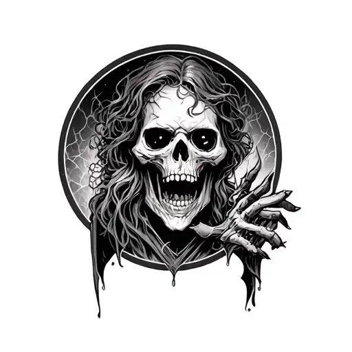 necromancer raising tattoo design idea