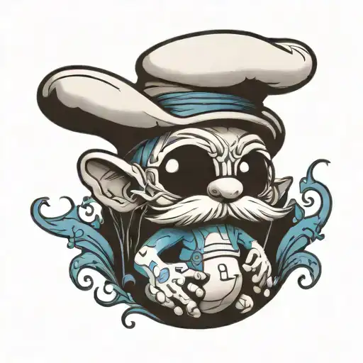 smurf minimalist black and white drawing tattoo design idea