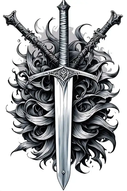 the sword of Damocles hanging tattoo design idea