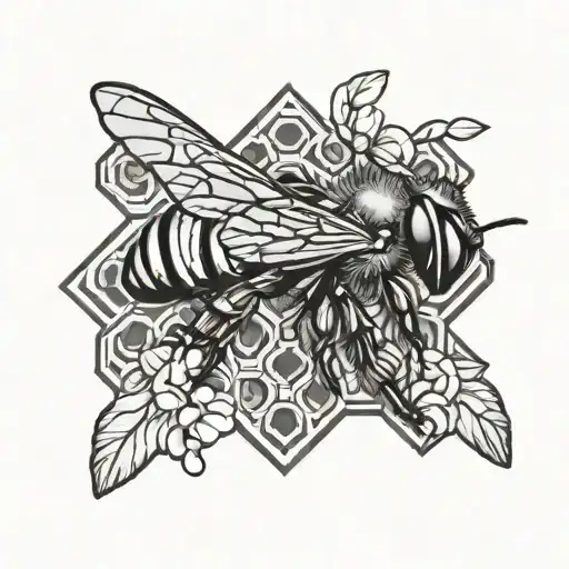 honeybee labyrinth honeycomb tattoo design idea