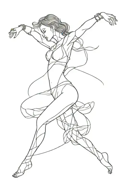 dancing woman posing tattoo design idea