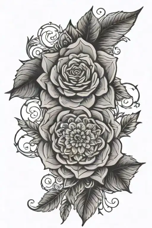 mandala design incorporating elements, roses tattoo design idea