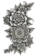 mandala design incorporating elements, roses tattoo design idea