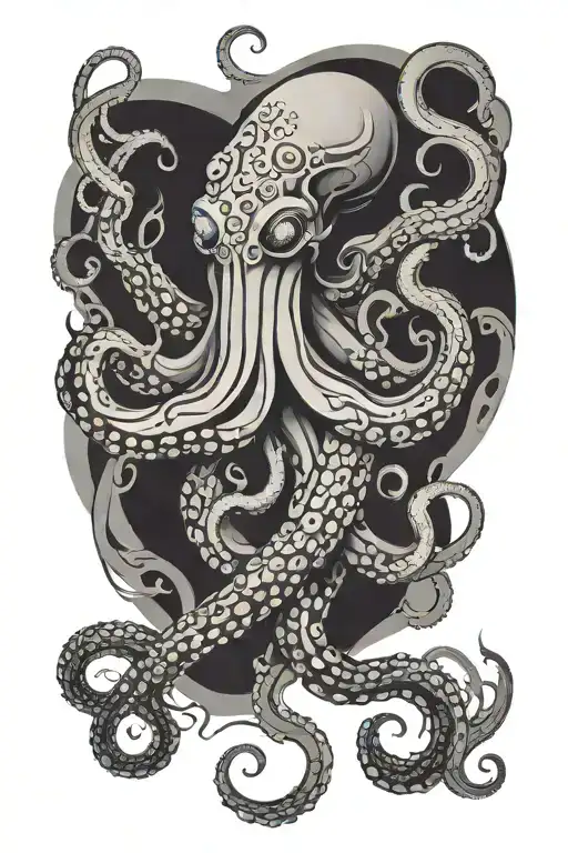 negative space octopus style sleeve tattoo design idea