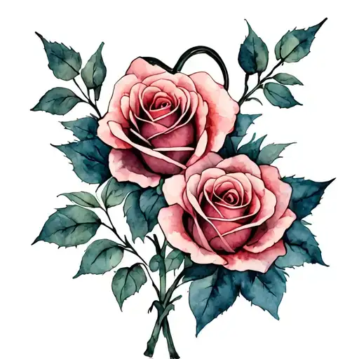 4 roses with a heart intertwined tattoo design idea