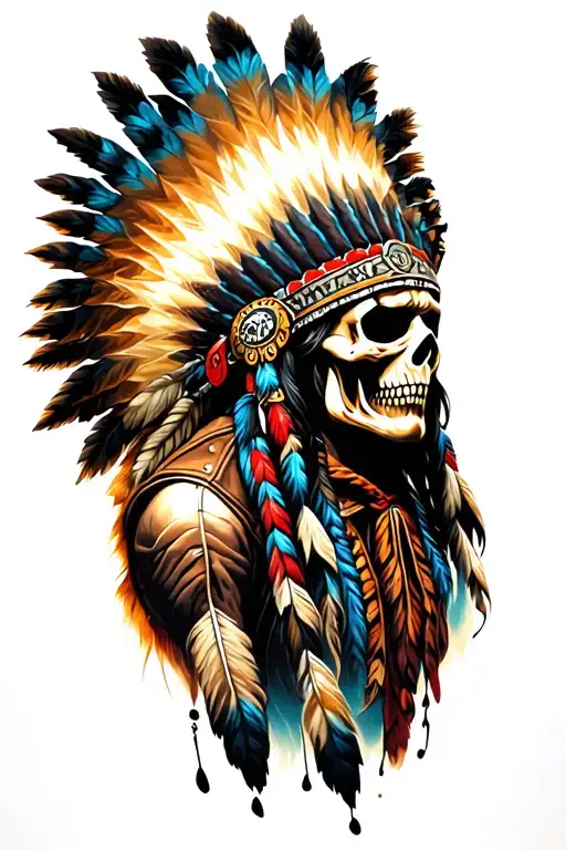 native Indian ghost rider tattoo design idea