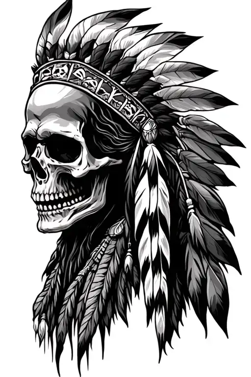 skull native American grim reaper tattoo design idea
