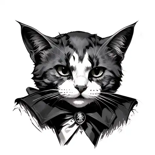a cat dress as Joker (black knight) tattoo design idea