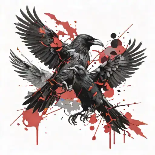 Two black ravens Huginn and Muninn tattoo design idea