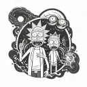rick morty with portal tattoo design idea