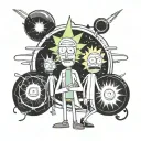 rick morty with portal tattoo design idea