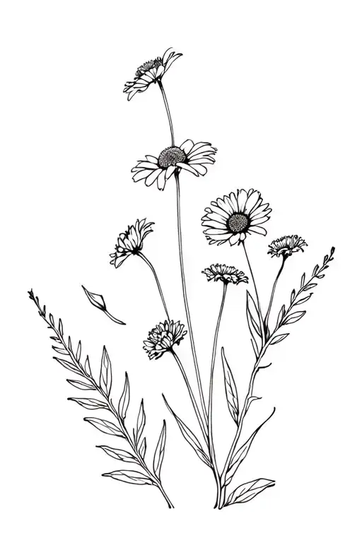 Deathly relics, Calendula Flowers tattoo design idea
