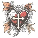 Heart with cross big enough for script font tattoo design idea