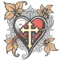 Heart with cross big enough for script font tattoo design idea