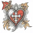 Heart with cross big enough for script font tattoo design idea