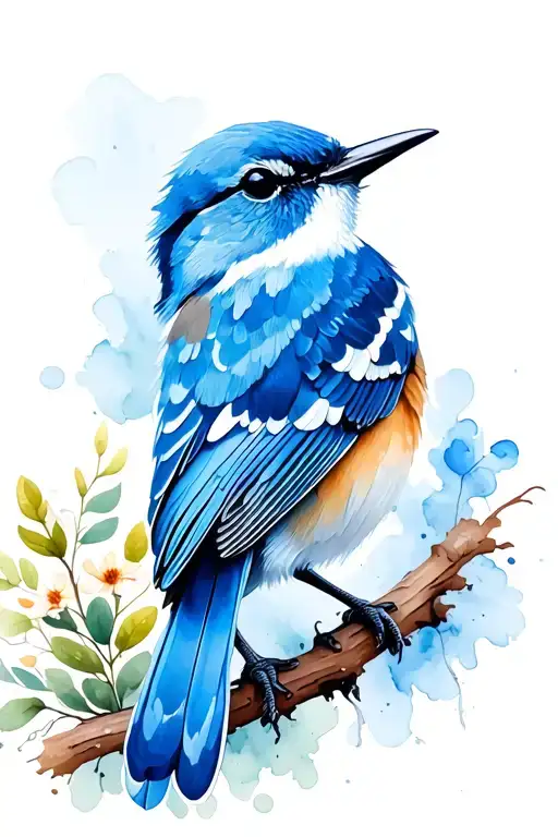 Blue Wren with Geraldton wax tattoo design idea