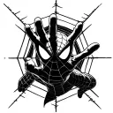 Spider-Man hand's shooting web but the web he shoots is the fabric of space-time tattoo design idea