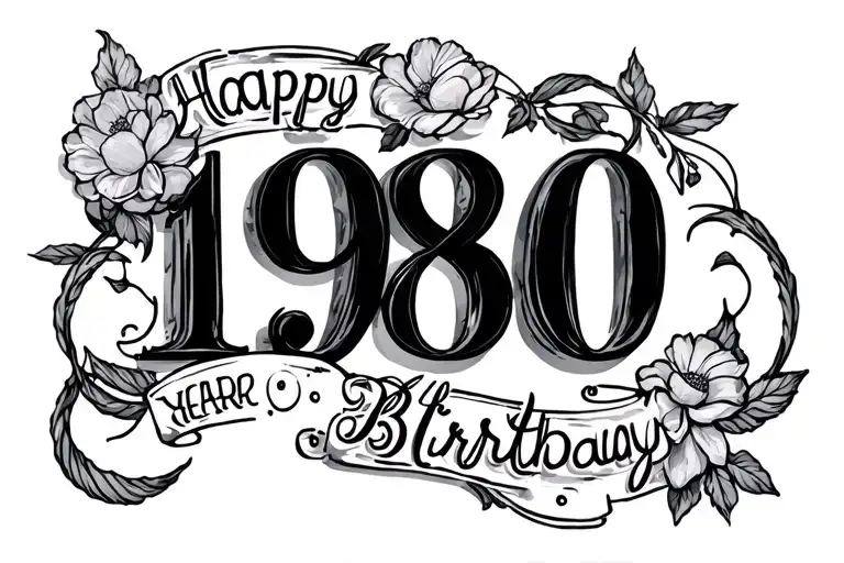 birthday date 19 09 80 year old tattoo design idea
