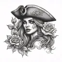 Female Pirate With Flowers Growing Tattoo Idea  tattoo design idea