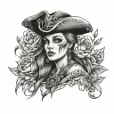 Female Pirate With Flowers Growing Tattoo Idea  tattoo design idea