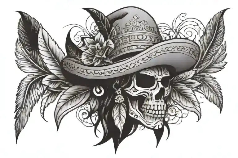 Mexican and Native American  tattoo design idea