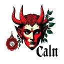 "Calm" buda half meditating devil face tattoo design idea