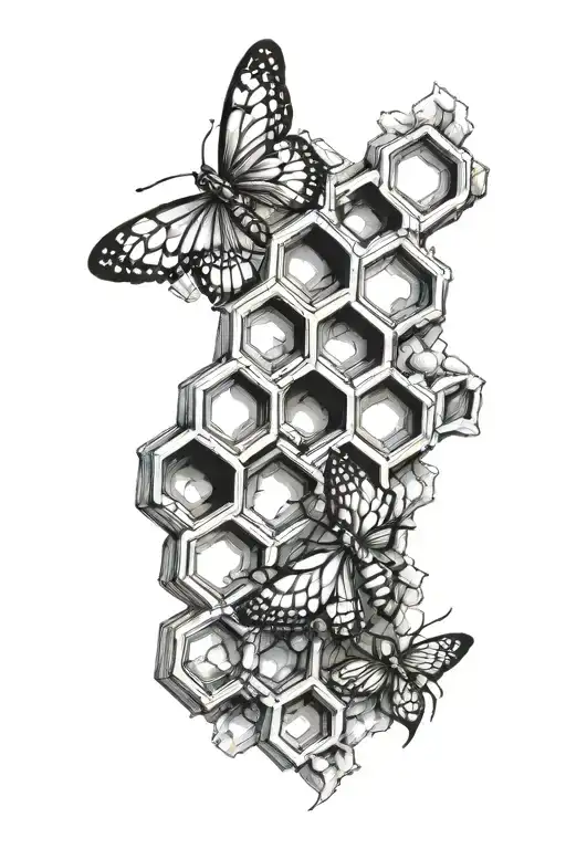 honeycomb sleeve tattoo design idea