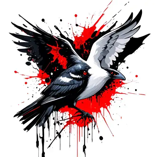 Crow with Evil eyes transforming into a angel like dove tattoo design idea