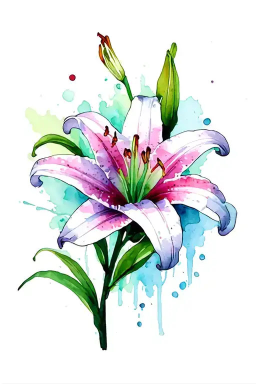Stargazer Lily Flower tattoo design idea