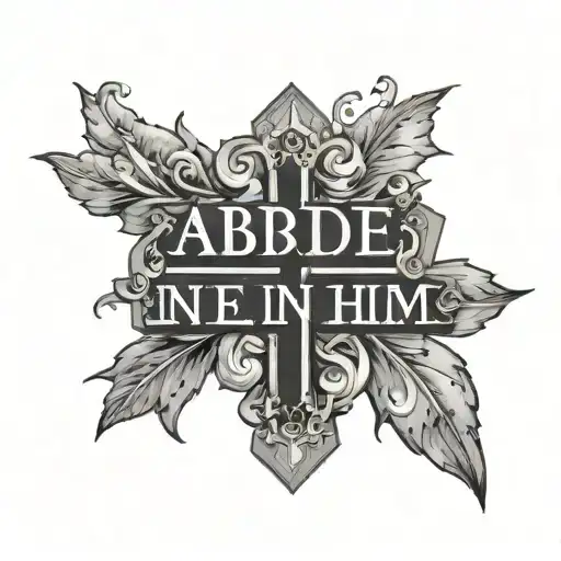 a cross in the middle of it saying abide in him  tattoo design idea