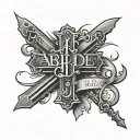 a cross in the middle of it saying abide in him  tattoo design idea