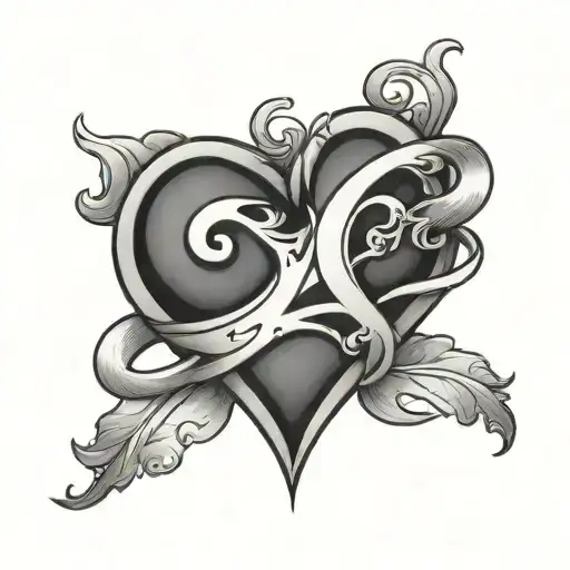 k with a heart  tattoo design idea