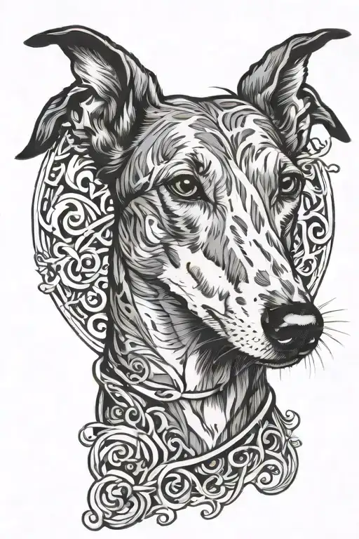 greyhound inspired triskeles tattoo design idea