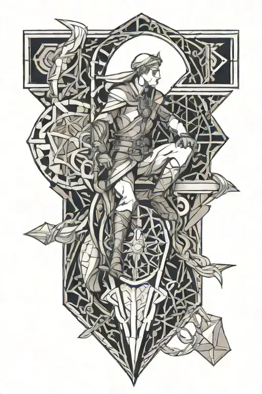 Male elf riding tattoo design idea