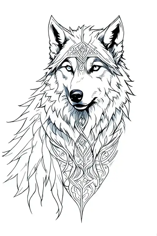 wolf viking runes Elsa ines tattoo design idea