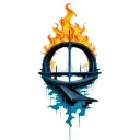 A half-abstract bridge that spans over the forearm. The bridge is already wrapped in flames at one end tattoo design idea