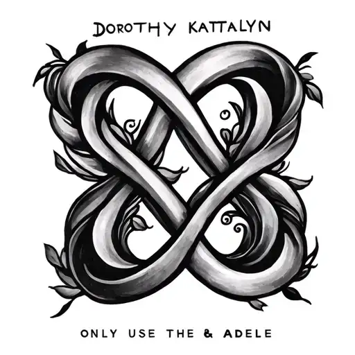 only use the words: Dorothy, Katelyn, Adele in the infinity pattern.  No graphics tattoo design idea