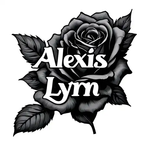 The name "Alexis Lynn" in a creative font with a rose  tattoo design idea