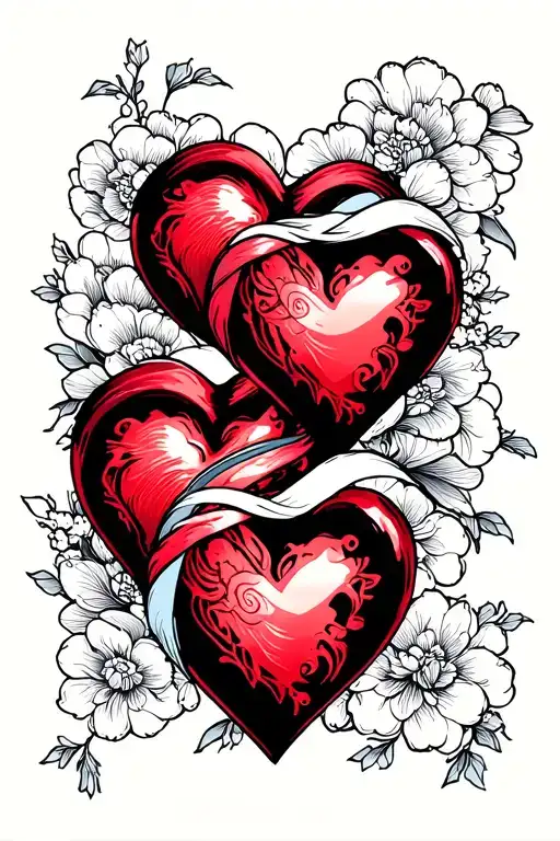 double heart with infinity symbol merging tattoo design idea