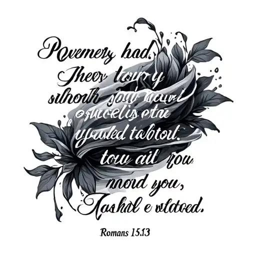bible verse romans 15:13 with water overflowing tattoo design idea