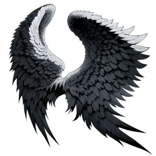 separate angel wings with tips curved pointing up tattoo design idea