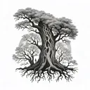 tree of life with a man and woman within  the tree trunk  tattoo design idea