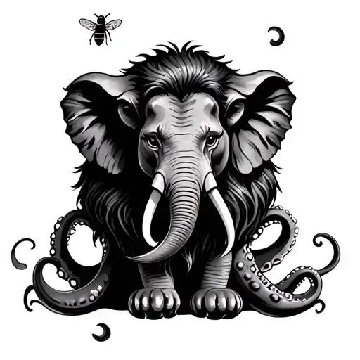 lion octopus elephant bee tattoo design idea